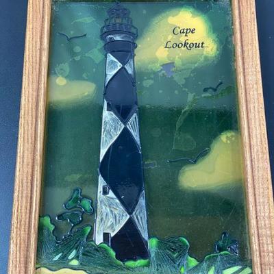 CAPE LOOKOUT LIGHTHOUSE GLASS FRAMED