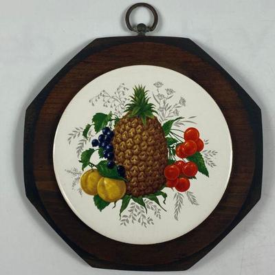 TWO (2) OCTAGONAL WOODEN FRUIT PLAQUES