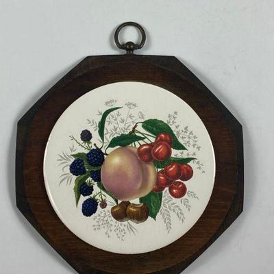 TWO (2) OCTAGONAL WOODEN FRUIT PLAQUES