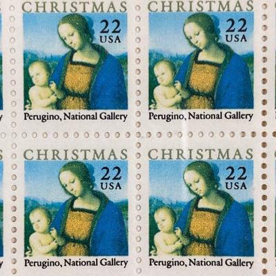 U.S. STAMPS - 22 CENT CHRISTMAS PERUGINO FRAMED