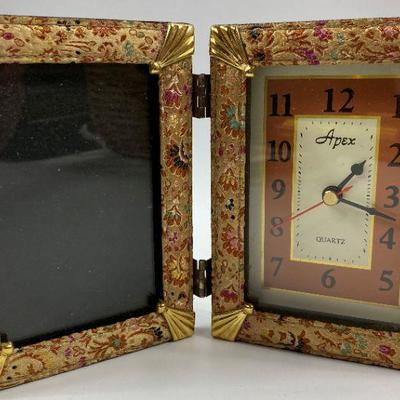 FOLDING 4X6 PICTURE FRAME WITH APEX QUARTZ CLOCK