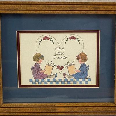 8 X 10 PICTURE FRAME WITH 5 X 7 MIMI PRINT "GLAD WE'RE FRIENDS!"