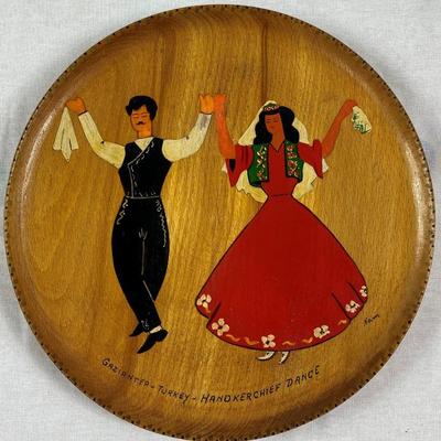 9-1/2" HAND MADE IN ISTANBUL TURKEY SPUN WOOD HANDKERCHIEF DANCE WALL  DECORATION