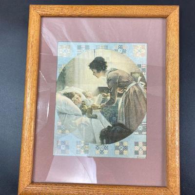 NORMAN ROCKWELL "A MOTHER TUCKING CHILDREN INTO BED" 1921 FRAMED