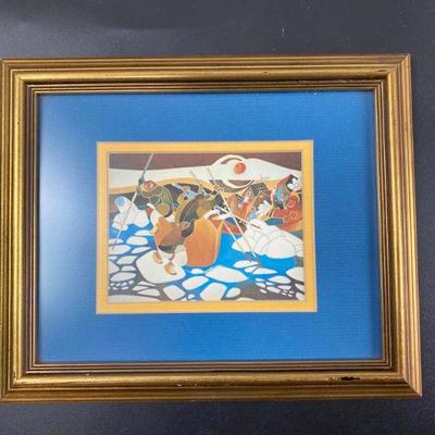 RIE MUNOZ "PUSHING HOME THRU BABY ICE" 10Â½" x 9Â½" FRAMED 5" x 6" PRINT