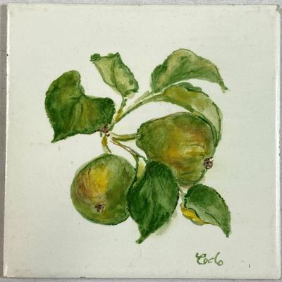 FIGS PAINTED ON TILE SIGNED 