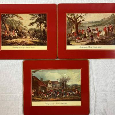 SET OF THREE (3) LADY CLARE FOX HUNTING SCENES SMALL PLACEMATS