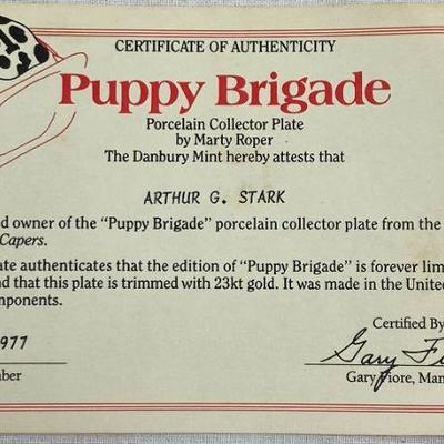 PUPPY BRIGADE: FIRE CAPERS  COLLECTORS PLATE