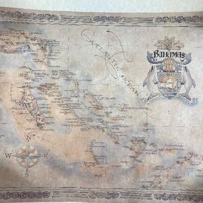 VINTAGE BAHAMA'S ARTISTIC MAP BY ONE TREASURE