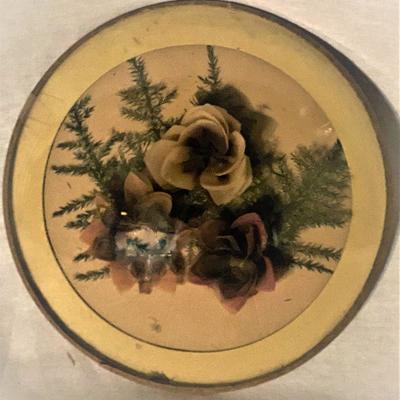 VINTAGE FLOWER PICTURES CIRCLE DOMED GLASS