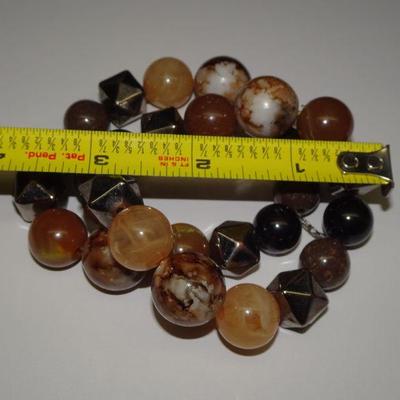 Chunky Bauble Beads Stretch Bracelet, Fall Colors 