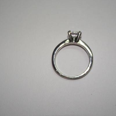 Silver Tone Simulated Diamond Ring 