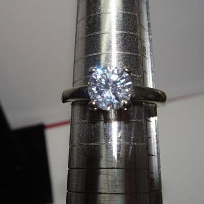 Silver Tone Simulated Diamond Ring 