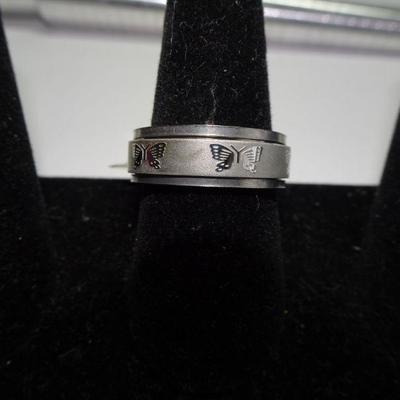Butterfly Stainless Steel Ring, Size 11 NWT
