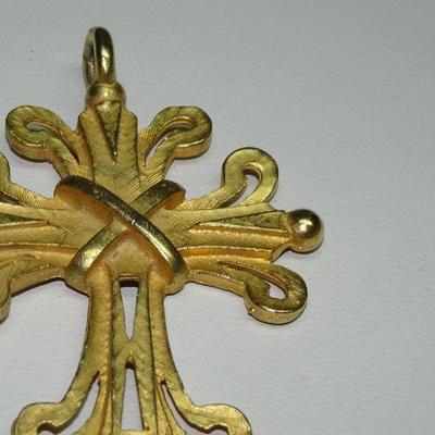 Gold Tone Cross Pendant 
