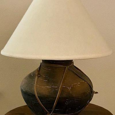 Rustic Western Lamp With Suede Leather Accent