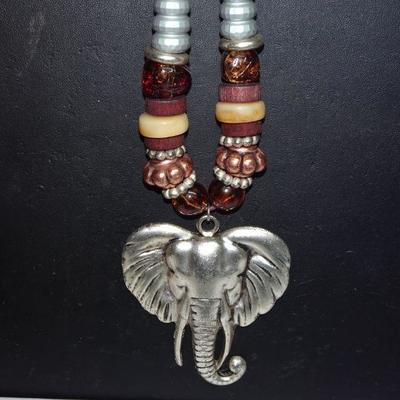 Tribal Elephant Pendant Necklace - Statement Piece 