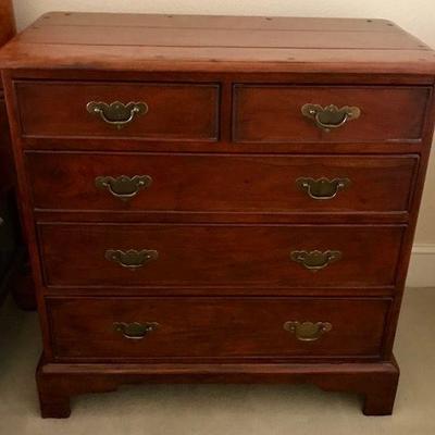 Walnut Chest Of Drawers With Brass Handles