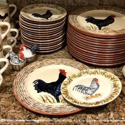 Rooster China Set by Isabelle de Borchgrave