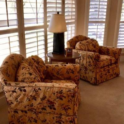 Two Easy Chairs With Floral Design