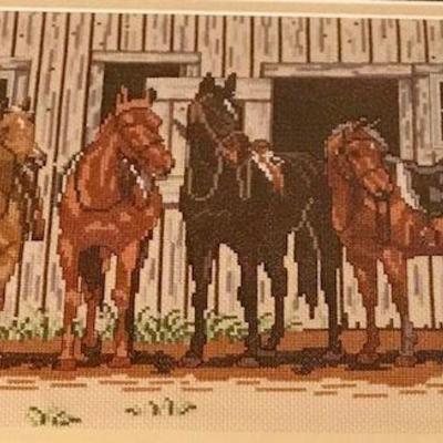 Framed Horse Needlepoint