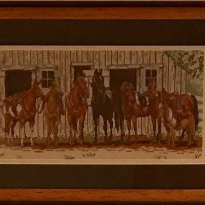 Framed Horse Needlepoint