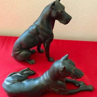 Two Bronze Dogs (Great Danes)