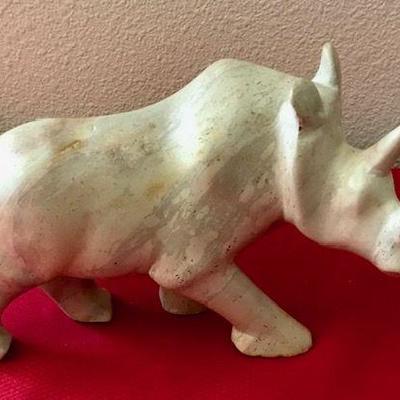 Carved Stone Rhinoceros Sculpture