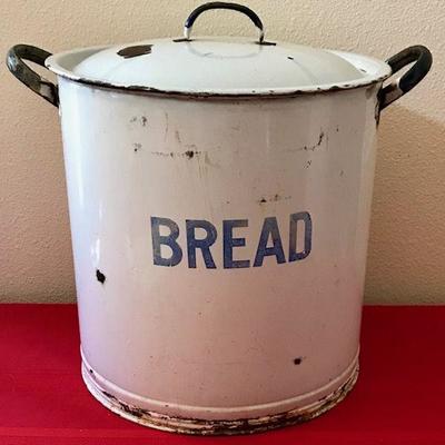 Antique Enamel English Bread Box