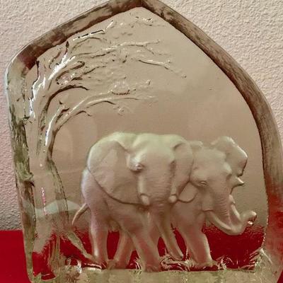 Etched Glass Elephants