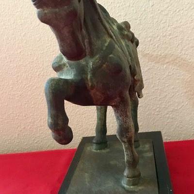 Metal Horse With Saddle Sculpture 