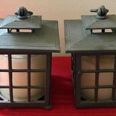 Two Large Metal Hanging Candle Holders