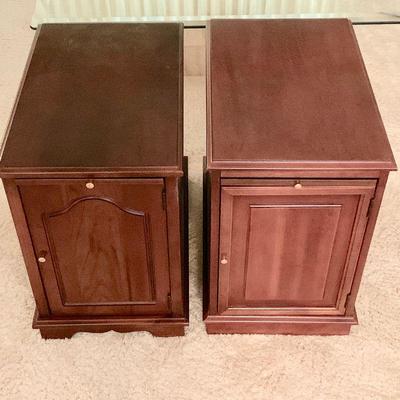 #12  PAIR OF SIDE CABINETS  W/MAGAZINE RACK PULL OUT SHELF