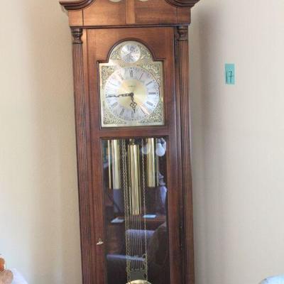 Lot 17 Howard Miller Grandfather Clock w/ Key