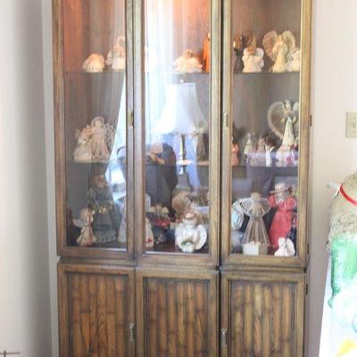 Lot 24 Vintage Lighted Solid Wood Hutch w/ Glass Shelves