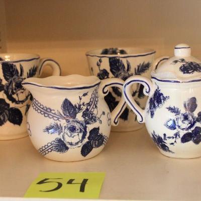 Lot 54 Blue Trellis Cream, Sugar & Mug Set