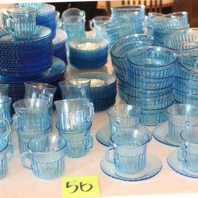 Lot 56 Huge Set of Vintage Blue Glass Dish Set