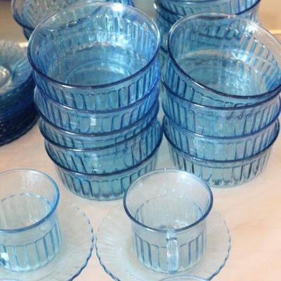 Lot 56 Huge Set of Vintage Blue Glass Dish Set
