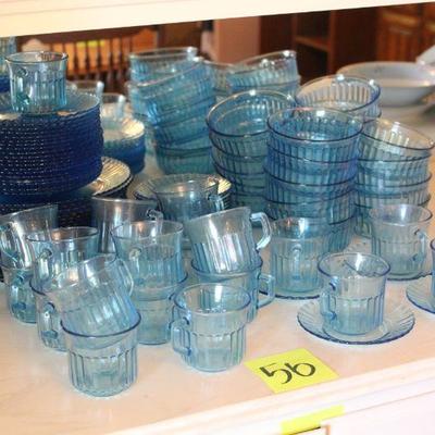 Lot 56 Huge Set of Vintage Blue Glass Dish Set