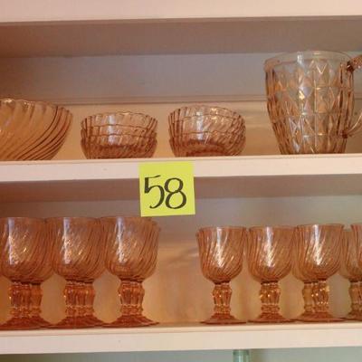 Lot 58 Vintage Pink Glassware