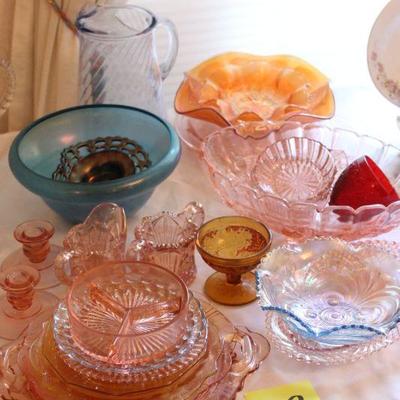 Lot 63 Colored Glass, Carnival, Fenton and More