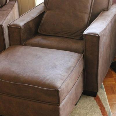 Lot 67 Brown Microfiber Sofa, Chair & Ottoman - Excellent Condition