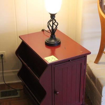 Lot 83 Red Storage Side Table & Lamp