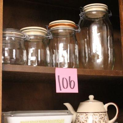 Lot 106 Vintage Pyrex & Carlton Glass Jars