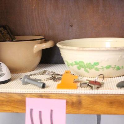 Lot 111 Vintage Osterizer Blender, Platters, Stoneware, Sears Carving Knife