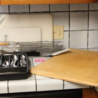 Lot 120 Cutting Boards, BBQ Utensils, Flatware