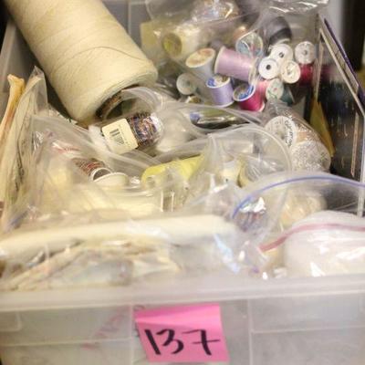 Lot 137 Two Bins of Sewing Misc.