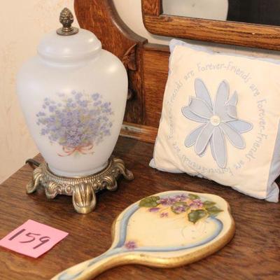 Lot 159 Blue Lamp, Hand Mirror & Pillow