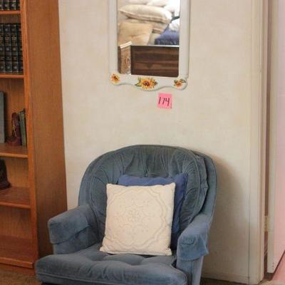 Lot 174 Blue Swivel Chair & Sunflower Mirror