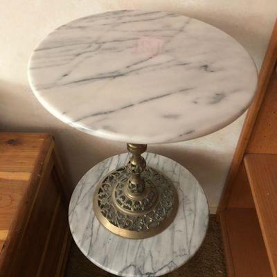 Lot 184 Pair Marble Top Vintage Tables 